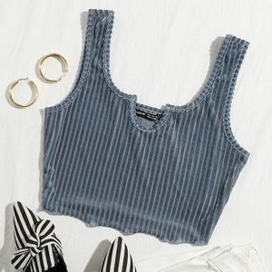 Solid crop velvet tank top